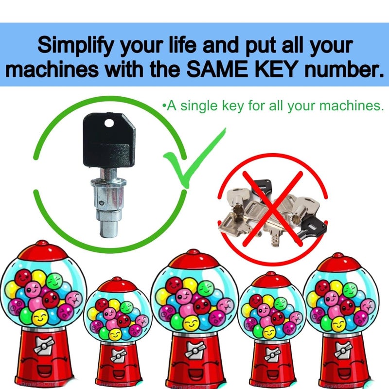 ACKSTAR Store Gumball Machine Lock and Key - Locks & Keys for Gumballs Machines are The Classic Bubble Gum & Candy Machine Lock & Key. Gumball Machine Lock Replacement Top Lid Lock & Key 1/4" Thread (2pc - Key Y1) - Image 4